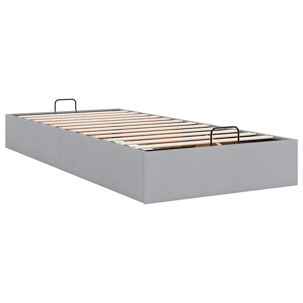 Cadre de lit ottoman sans matelas gris clair 90x190 cm tissu - XIOS