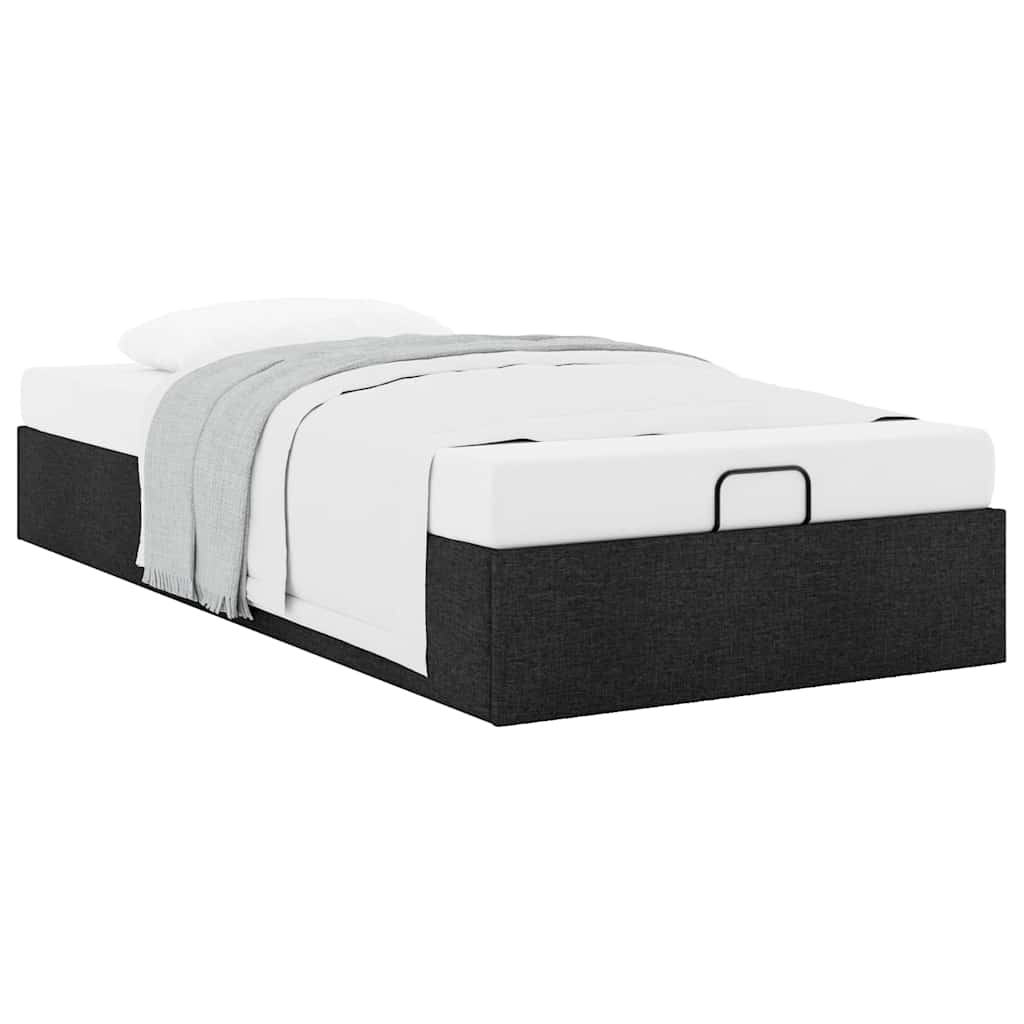Cadre de lit ottoman sans matelas noir 90x190 cm tissu - XIOS