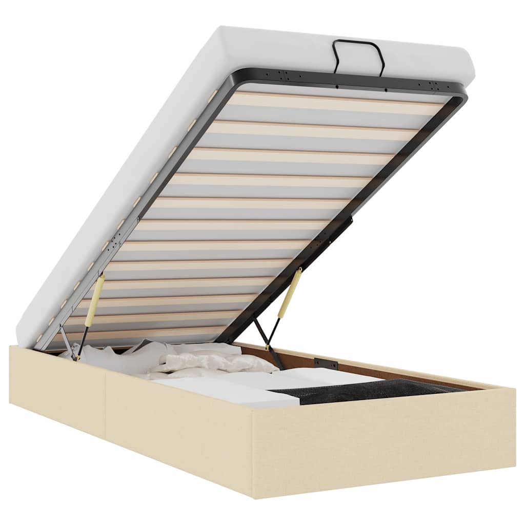 Cadre de lit ottoman sans matelas crème 90x190 cm tissu - XIOS
