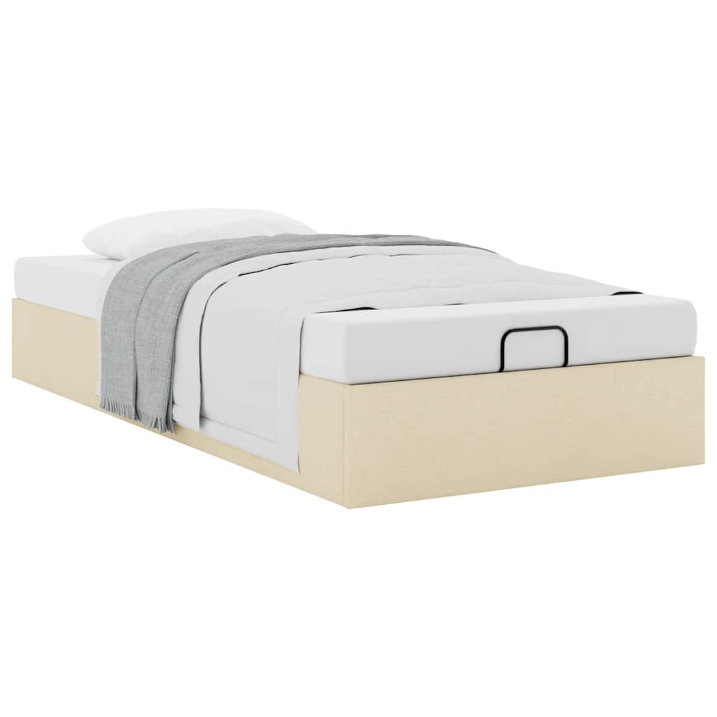Cadre de lit ottoman sans matelas crème 90x190 cm tissu - XIOS
