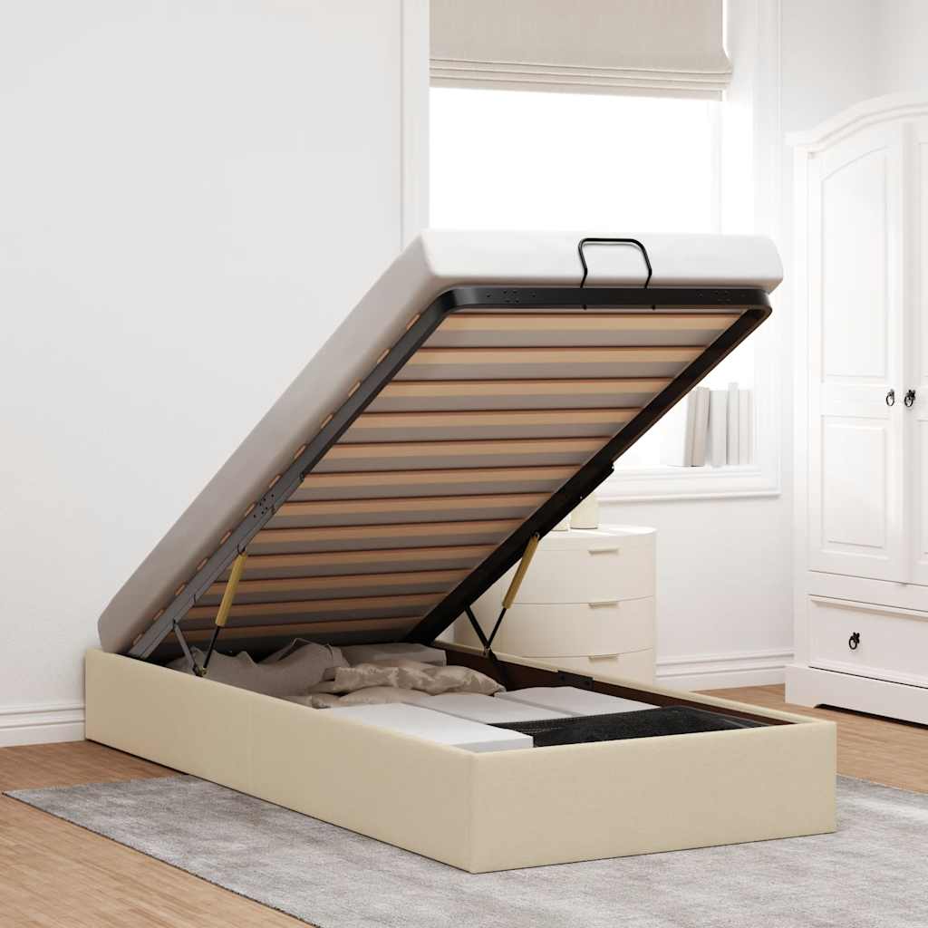 Cadre de lit ottoman sans matelas crème 90x190 cm tissu - XIOS Store SNC