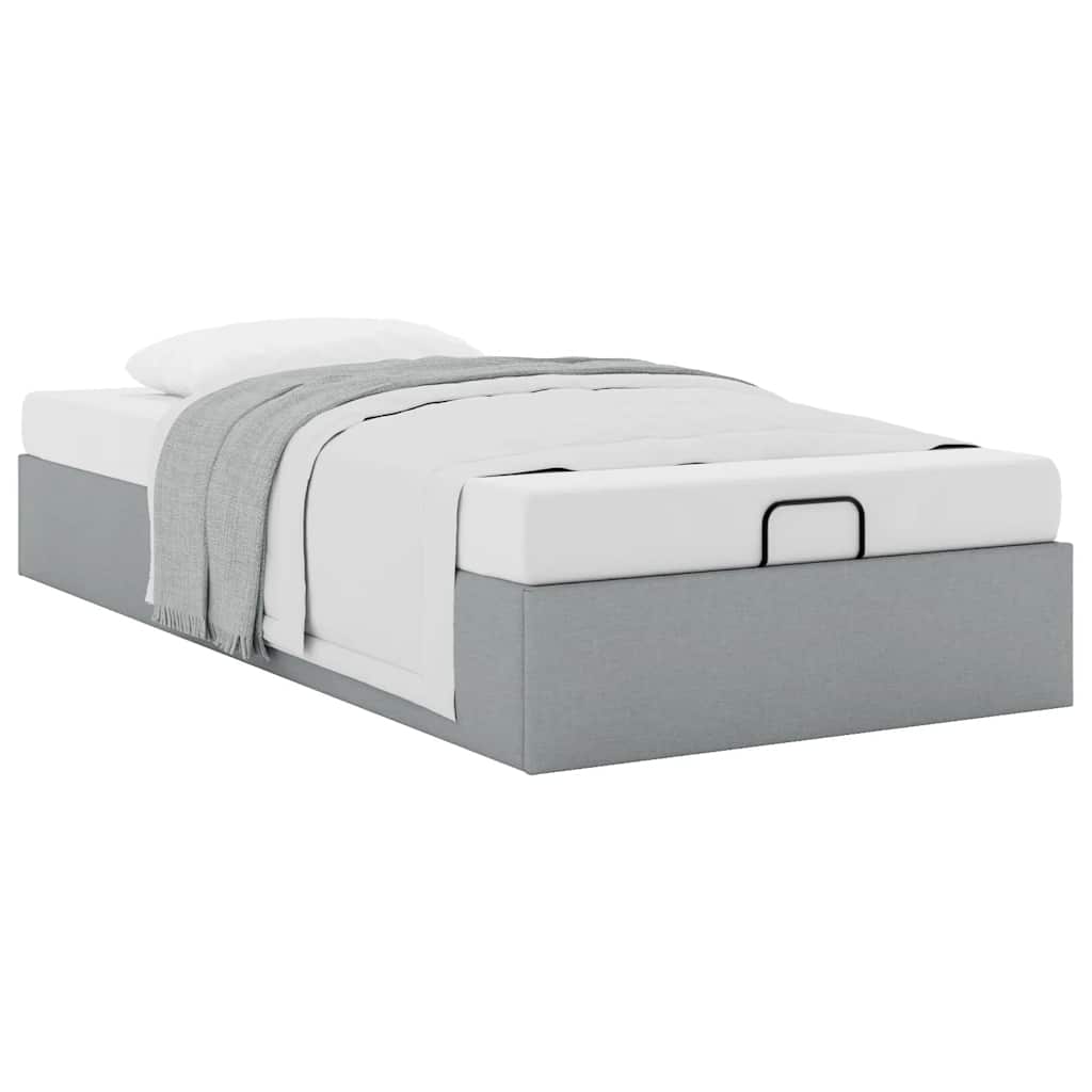 Cadre de lit ottoman sans matelas gris clair 90x200 cm tissu - XIOS