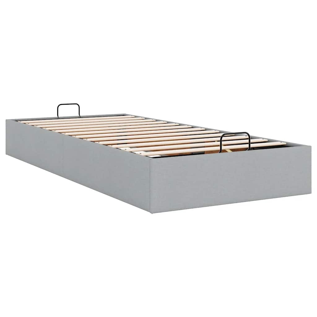 Cadre de lit ottoman sans matelas gris clair 90x200 cm tissu - XIOS