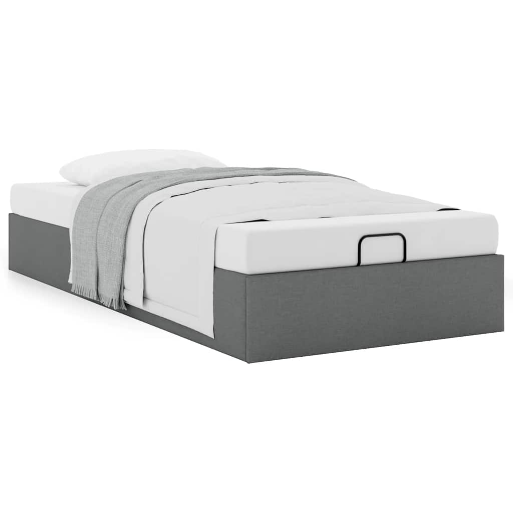 Cadre de lit ottoman sans matelas gris foncé 90x200 cm tissu - XIOS