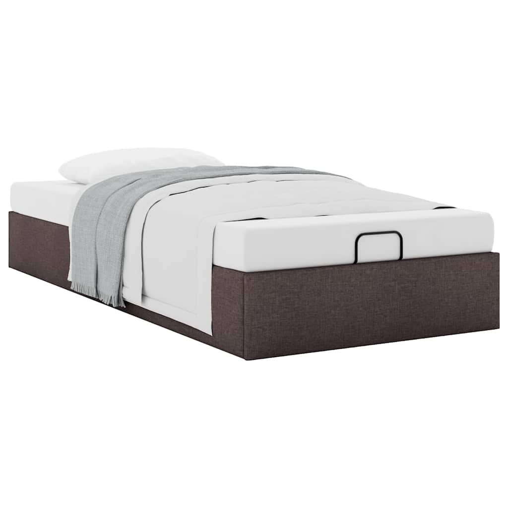 Cadre de lit ottoman sans matelas marron foncé 90x200 cm tissu - XIOS