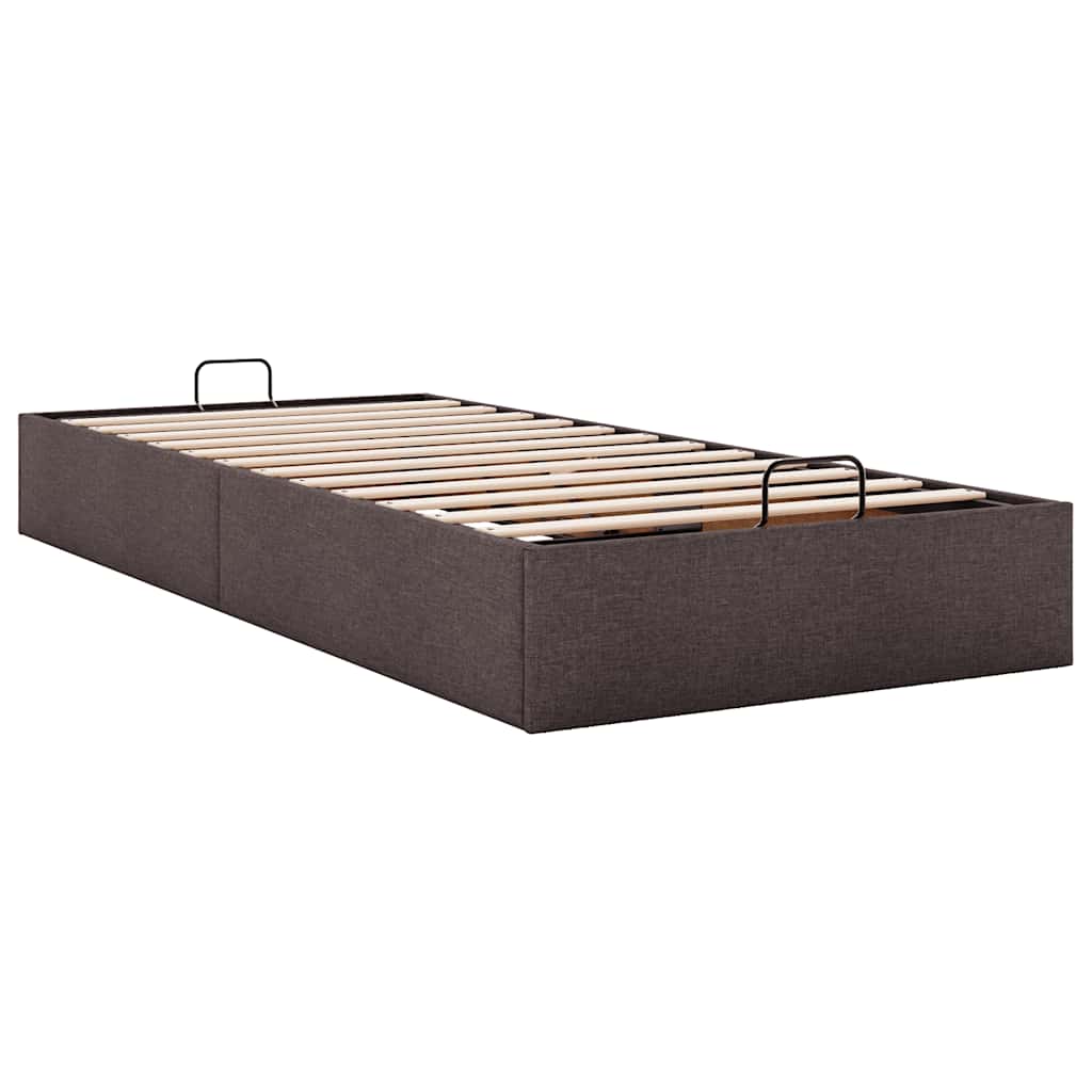 Cadre de lit ottoman sans matelas marron foncé 90x200 cm tissu - XIOS