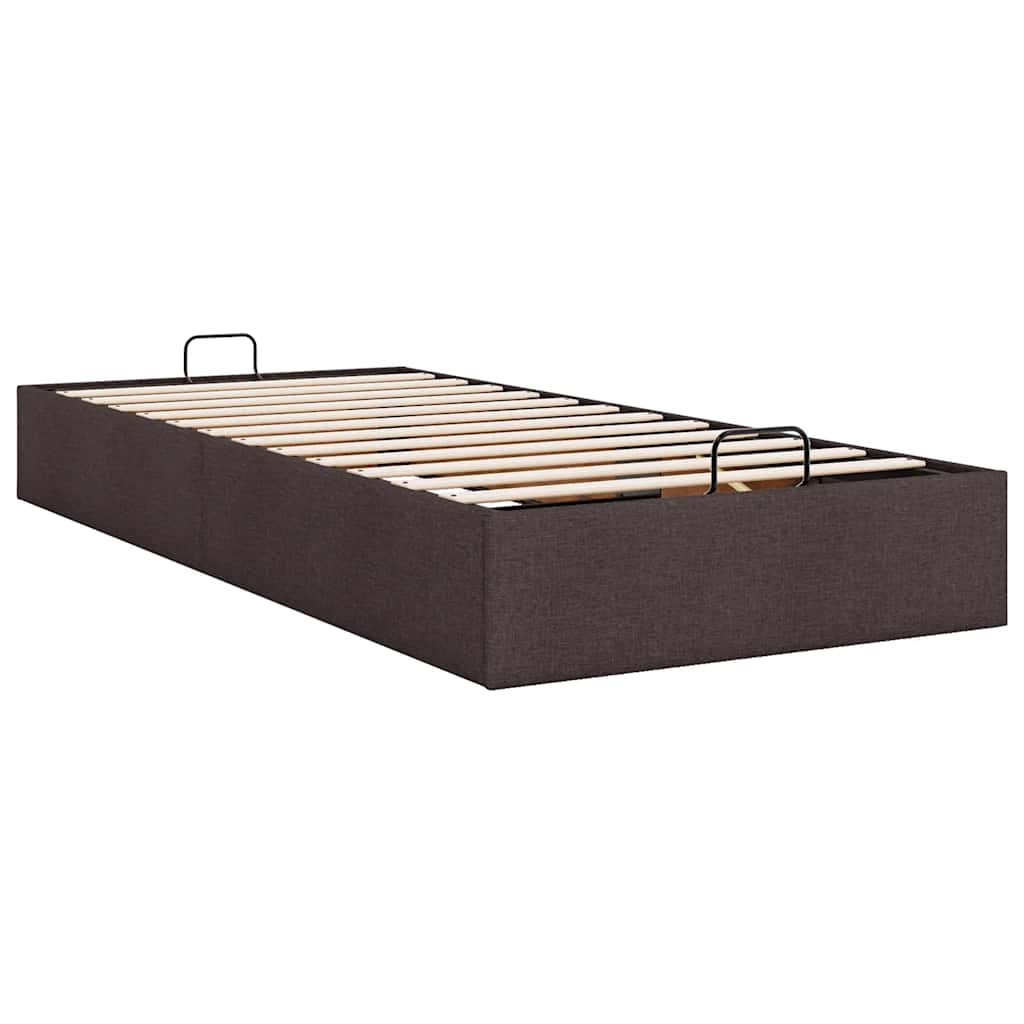 Cadre de lit ottoman sans matelas marron foncé 90x200 cm tissu - XIOS