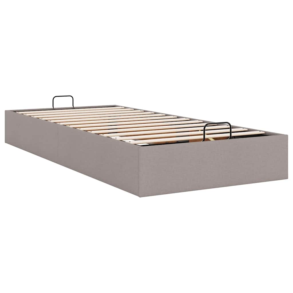 Cadre de lit ottoman sans matelas taupe 90x200 cm tissu - XIOS