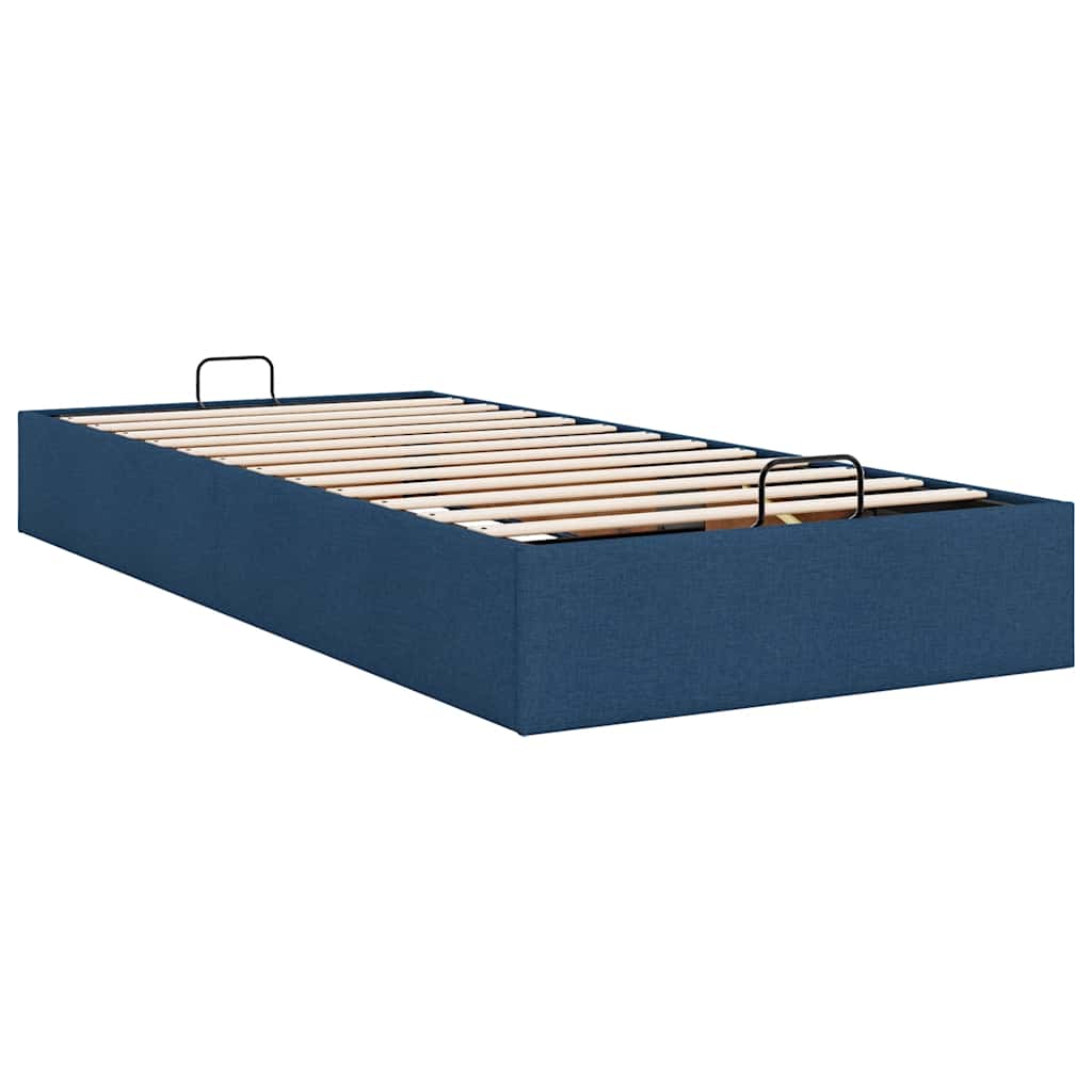 Cadre de lit ottoman sans matelas bleu 90x200 cm tissu - XIOS