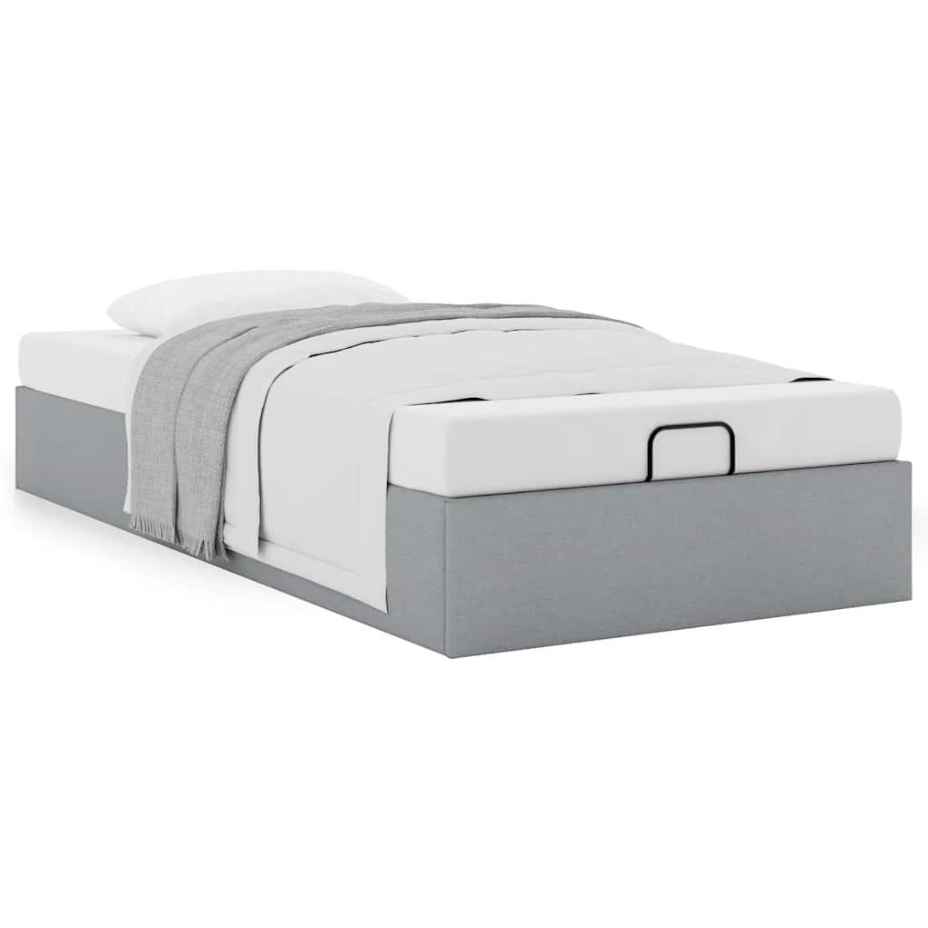 Cadre de lit ottoman sans matelas gris clair 100x200 cm tissu - XIOS