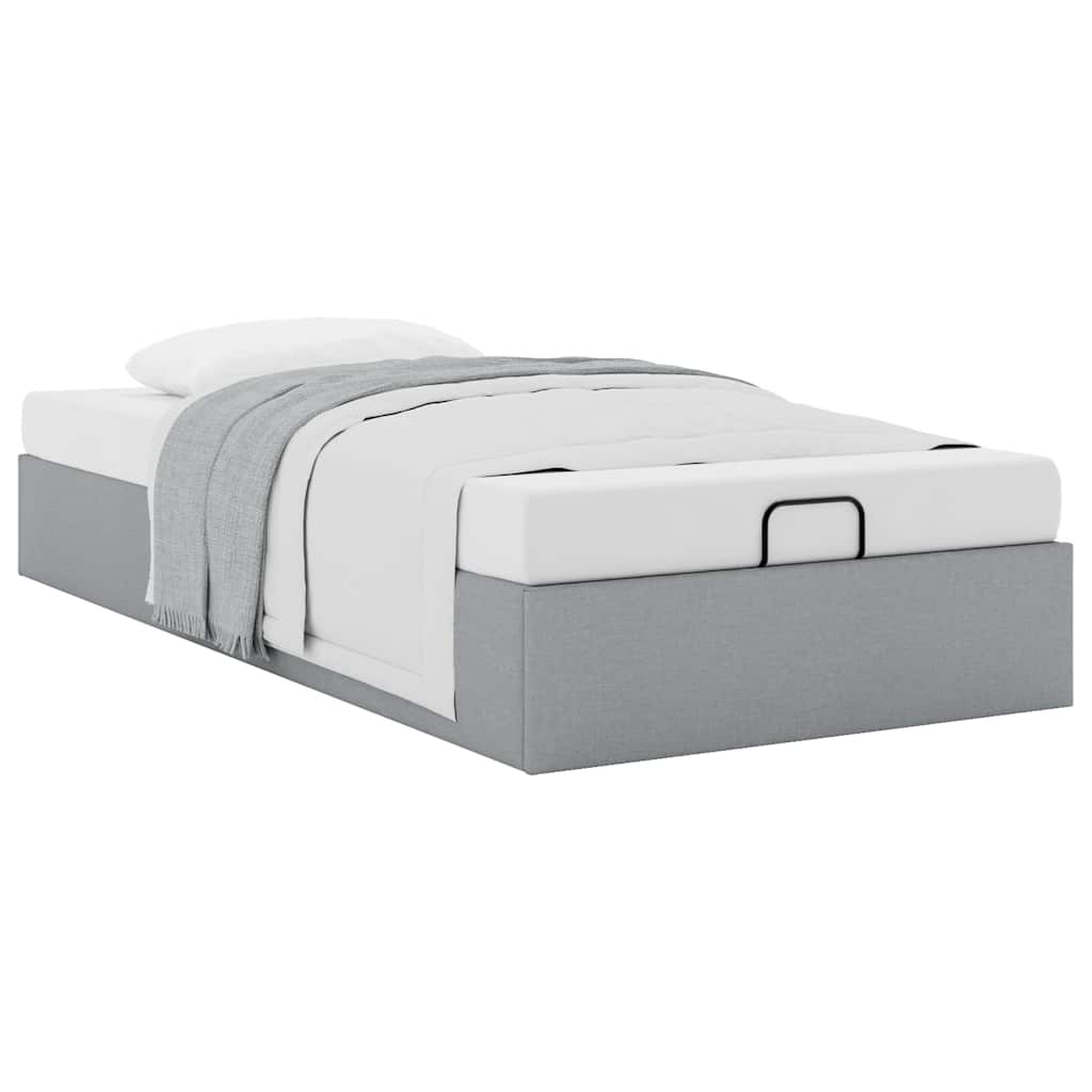 Cadre de lit ottoman sans matelas gris clair 100x200 cm tissu - XIOS