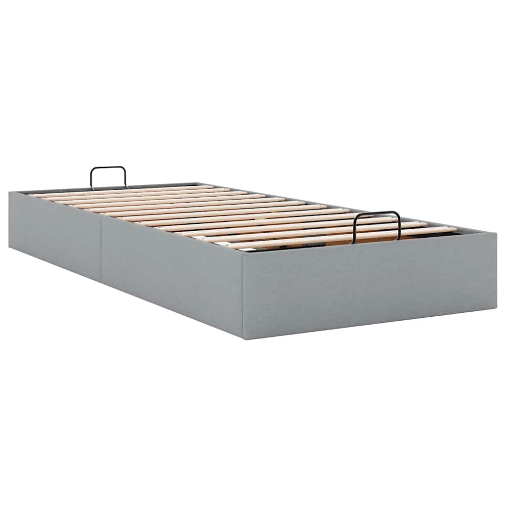 Cadre de lit ottoman sans matelas gris clair 100x200 cm tissu - XIOS