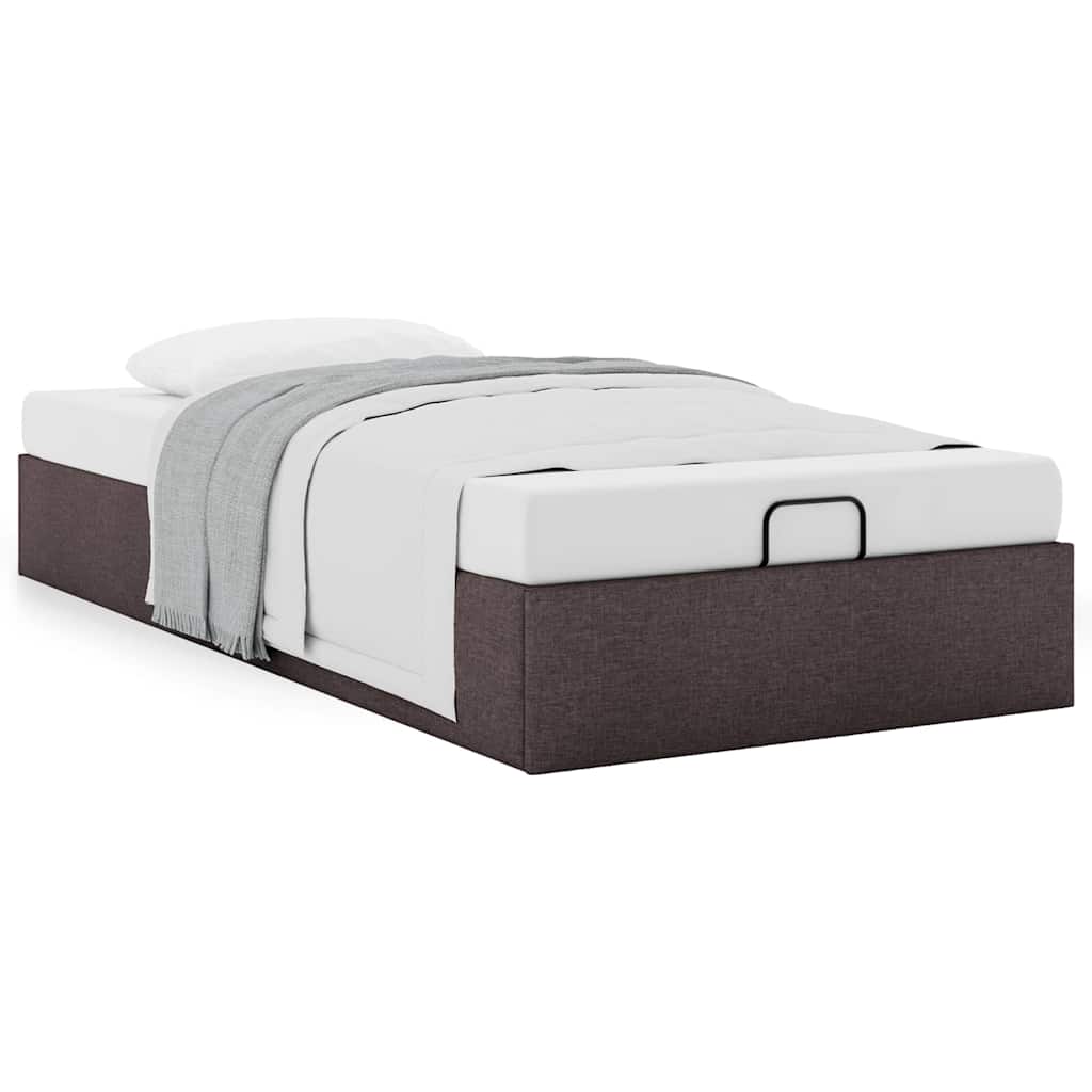 Cadre de lit ottoman sans matelas marron foncé 100x200 cm tissu - XIOS