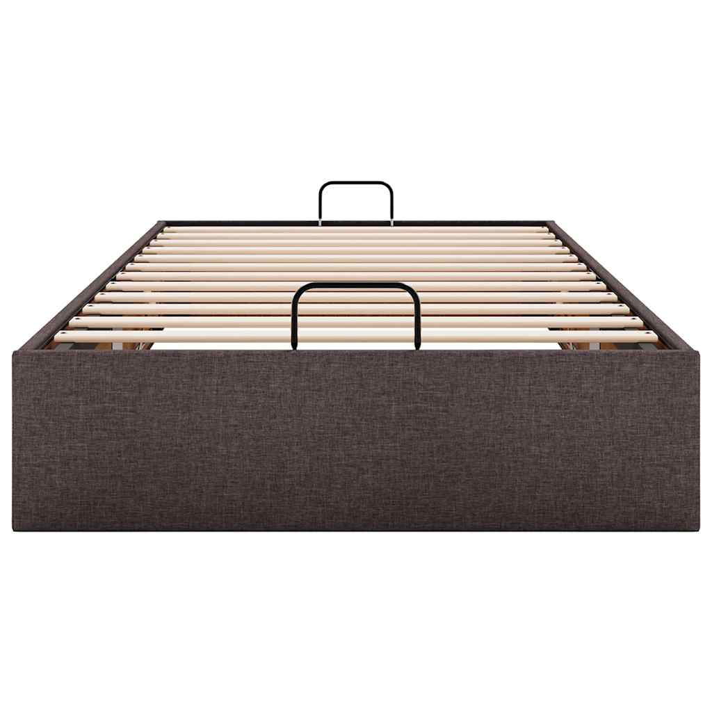 Cadre de lit ottoman sans matelas marron foncé 100x200 cm tissu - XIOS
