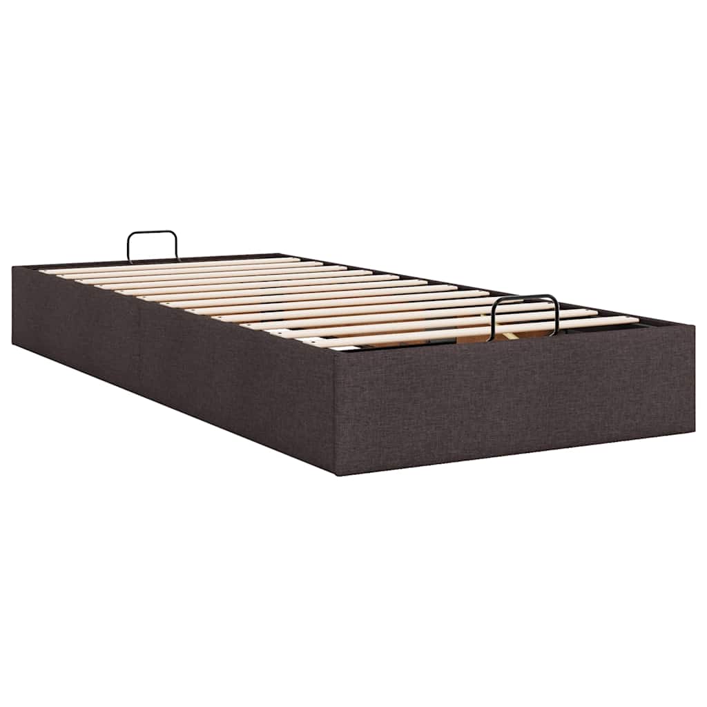 Cadre de lit ottoman sans matelas marron foncé 100x200 cm tissu - XIOS