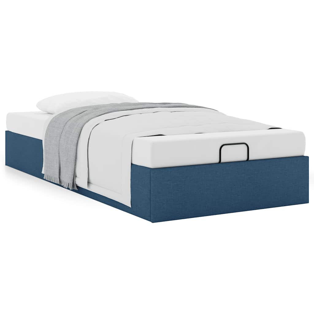 Cadre de lit ottoman sans matelas bleu 100x200 cm tissu - XIOS