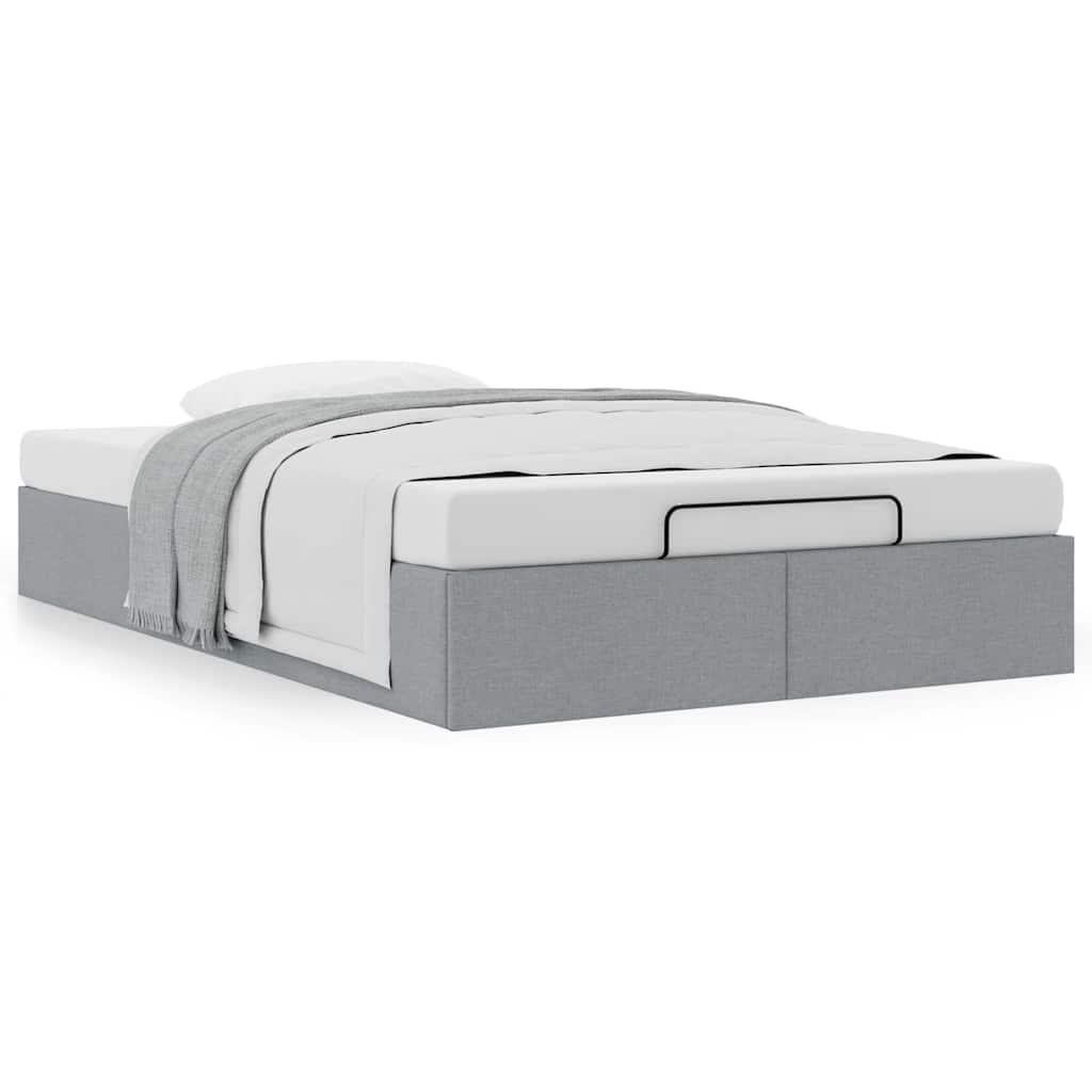 Cadre de lit ottoman sans matelas gris clair 120x190 cm tissu - XIOS