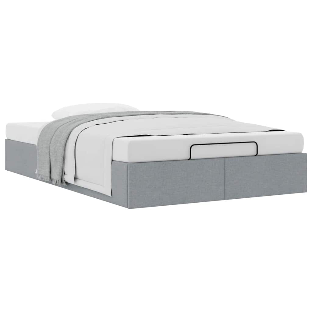 Cadre de lit ottoman sans matelas gris clair 120x190 cm tissu - XIOS