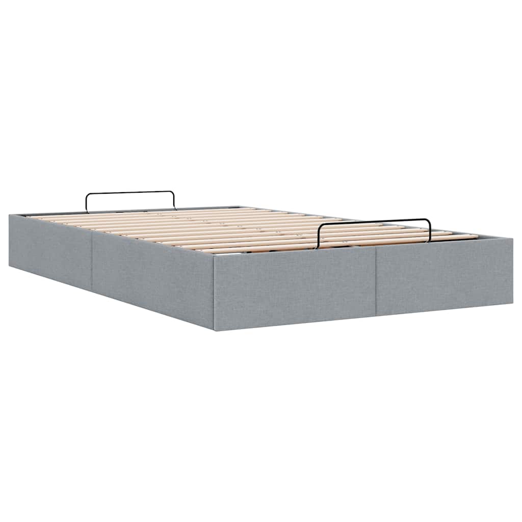 Cadre de lit ottoman sans matelas gris clair 120x190 cm tissu - XIOS