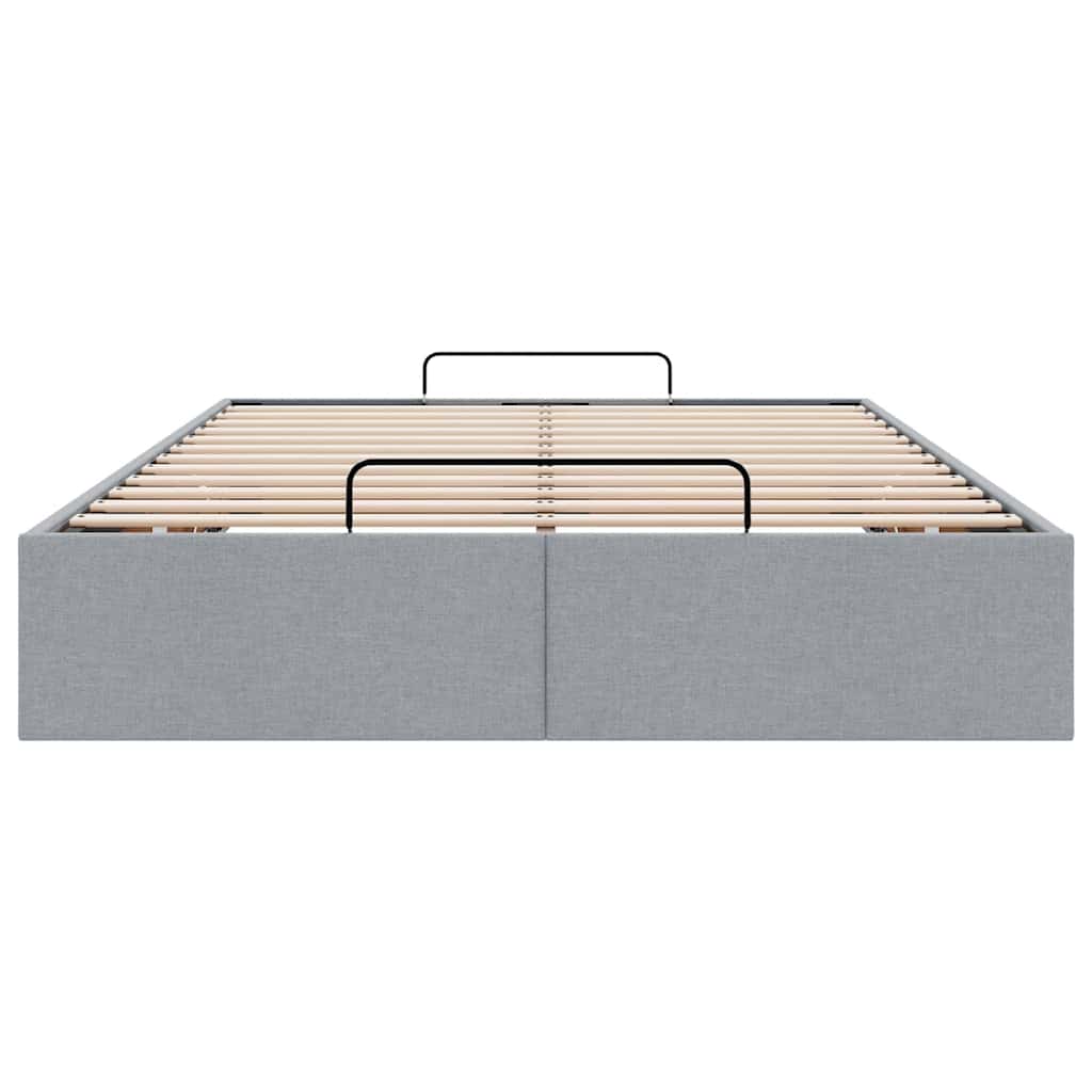 Cadre de lit ottoman sans matelas gris clair 120x190 cm tissu - XIOS