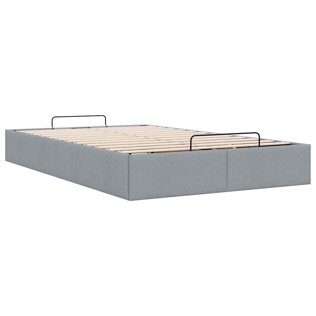 Cadre de lit ottoman sans matelas gris clair 120x190 cm tissu - XIOS