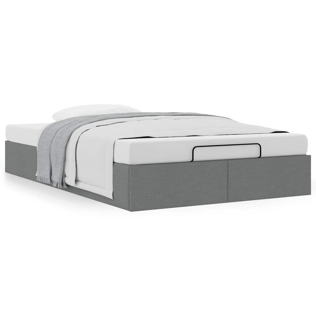Cadre de lit ottoman sans matelas gris foncé 120x190 cm tissu - XIOS