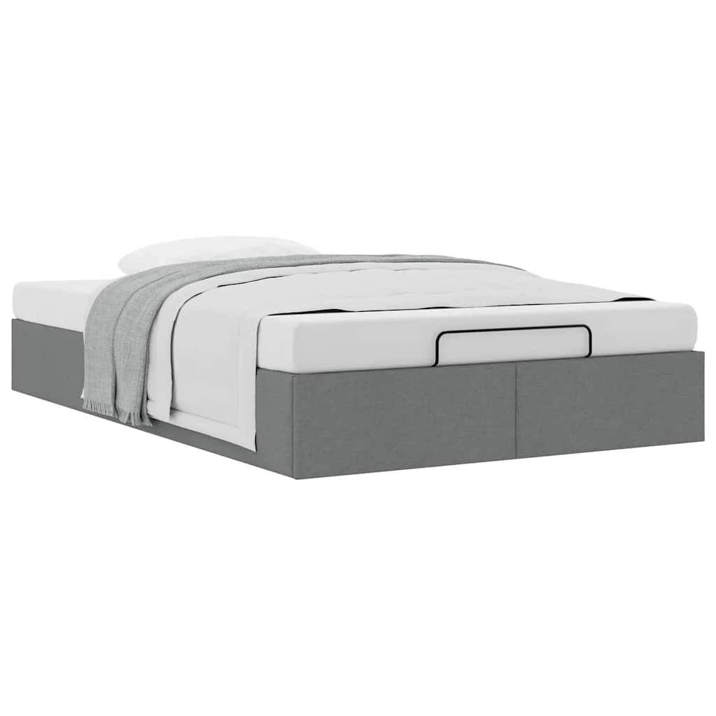 Cadre de lit ottoman sans matelas gris foncé 120x190 cm tissu - XIOS