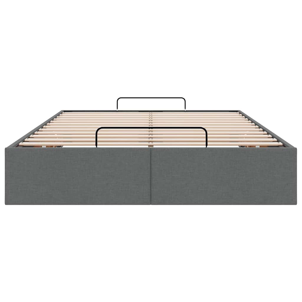 Cadre de lit ottoman sans matelas gris foncé 120x190 cm tissu - XIOS