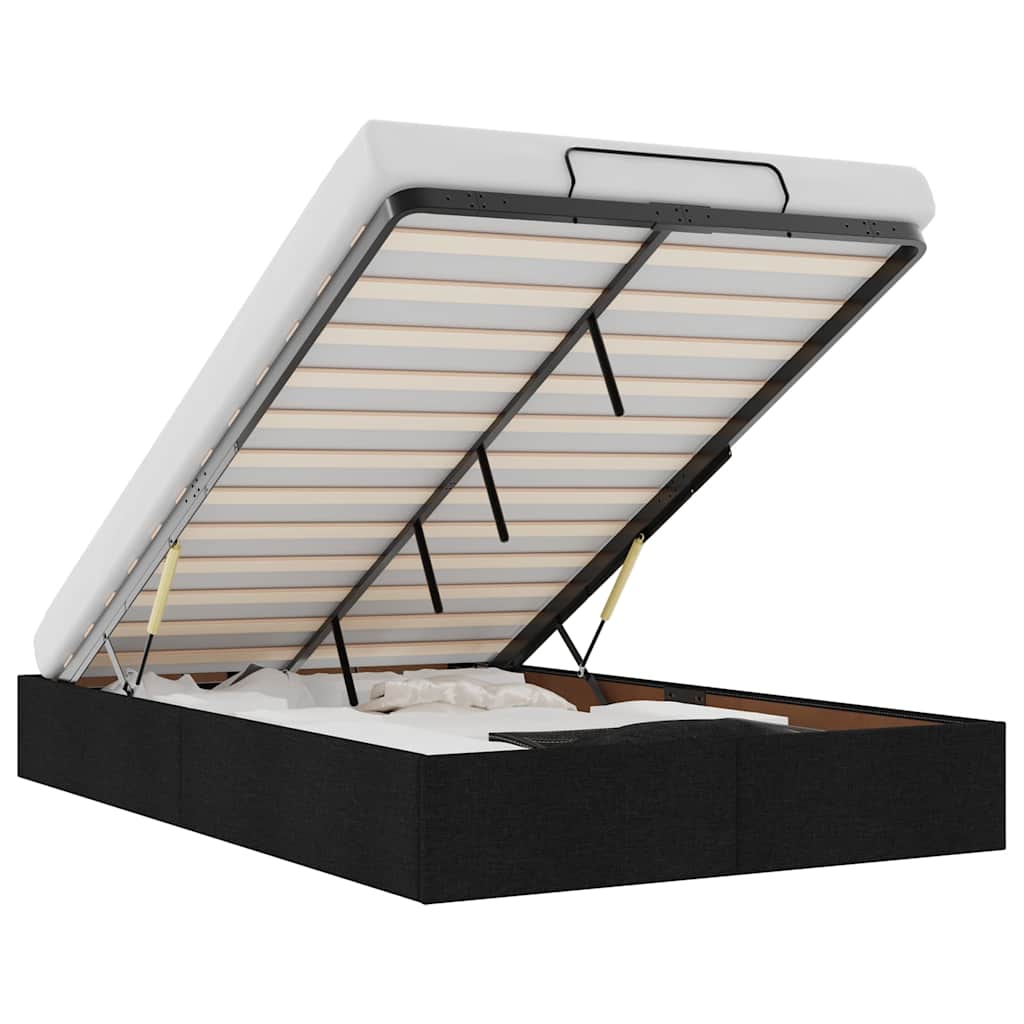 Cadre de lit ottoman sans matelas noir 120x190 cm tissu - XIOS