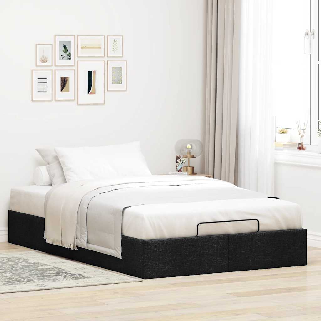Cadre de lit ottoman sans matelas noir 120x190 cm tissu - XIOS