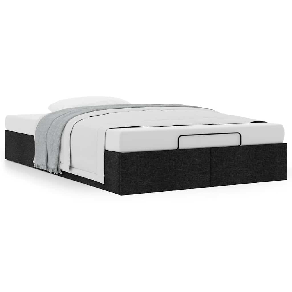 Cadre de lit ottoman sans matelas noir 120x190 cm tissu - XIOS
