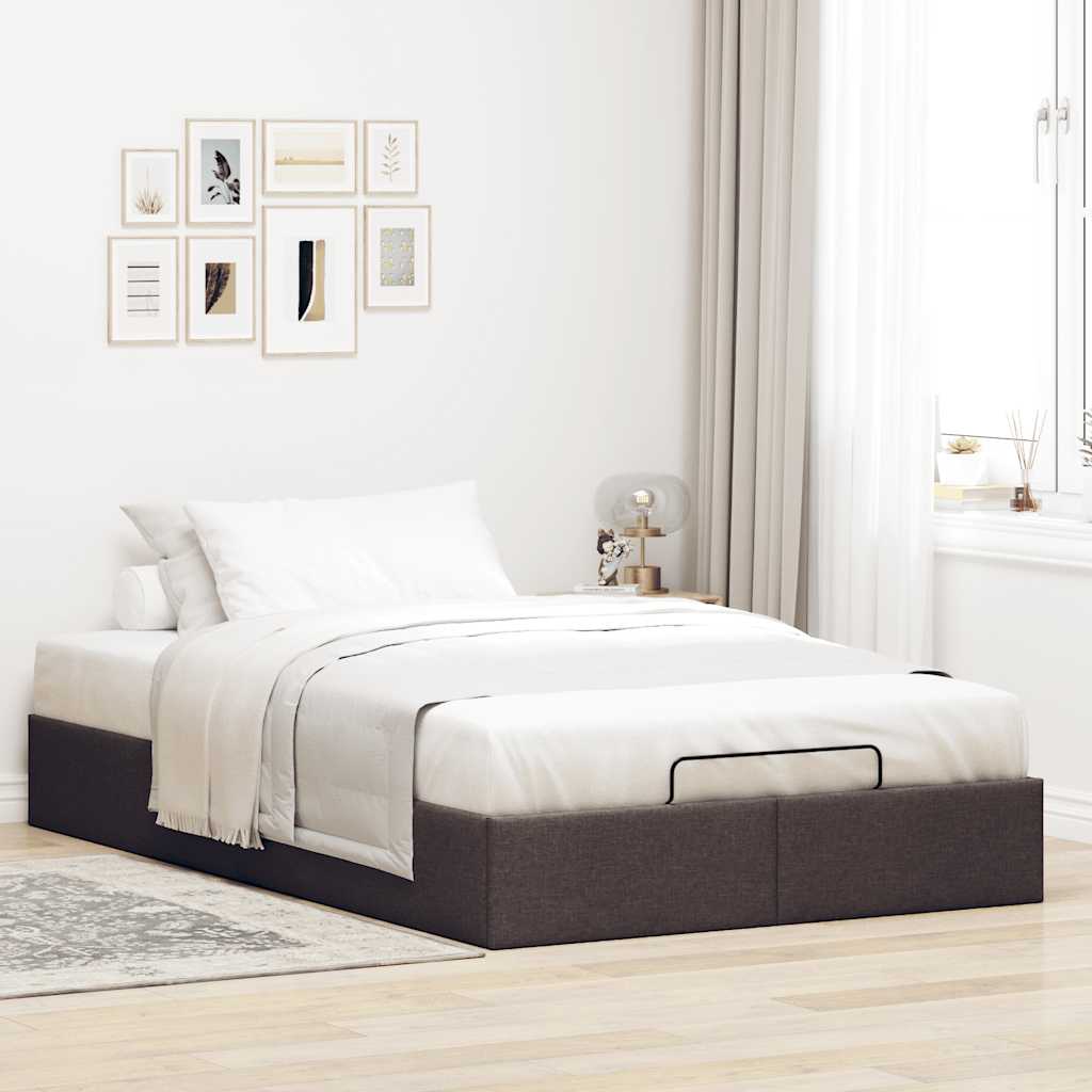 Cadre de lit ottoman sans matelas marron foncé 120x190 cm tissu - XIOS