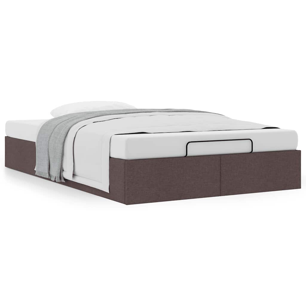 Cadre de lit ottoman sans matelas marron foncé 120x190 cm tissu - XIOS