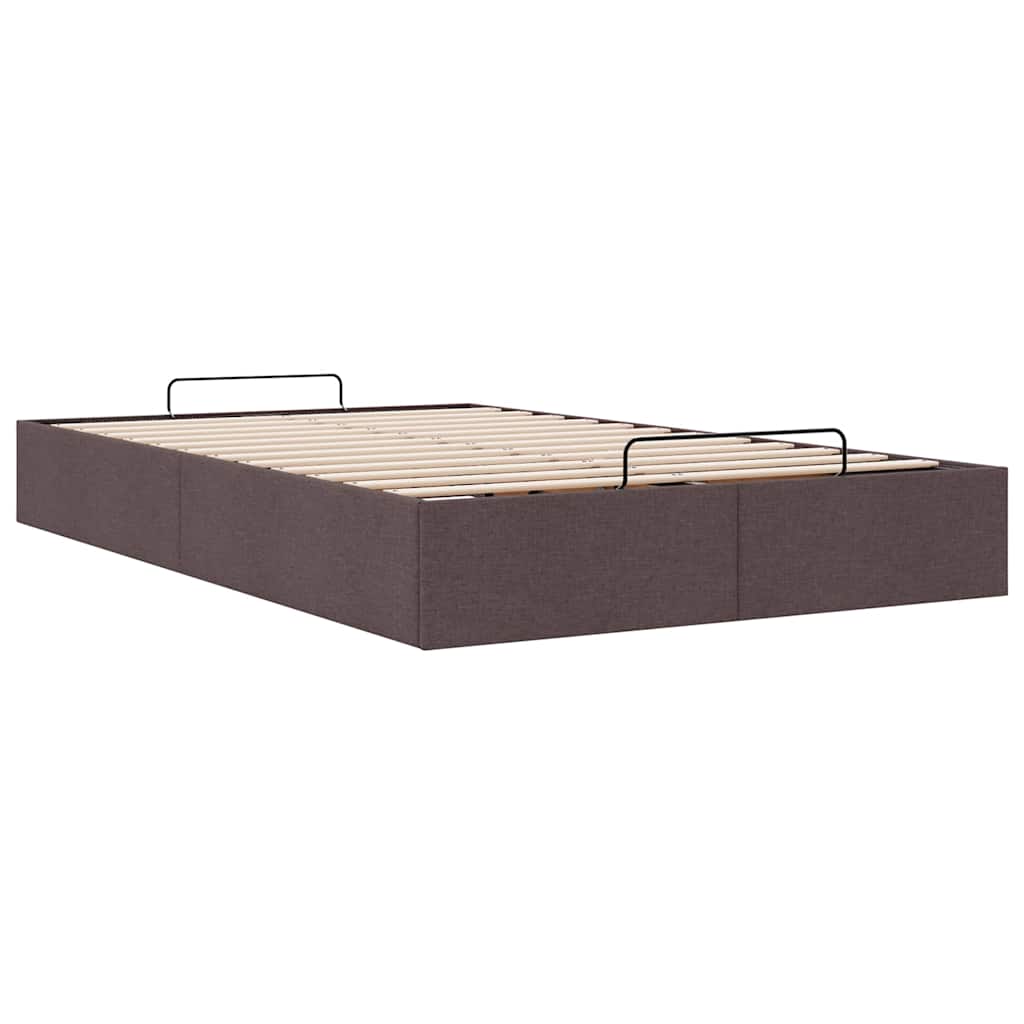Cadre de lit ottoman sans matelas marron foncé 120x190 cm tissu - XIOS