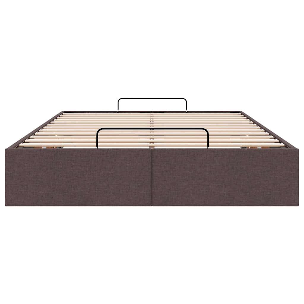 Cadre de lit ottoman sans matelas marron foncé 120x190 cm tissu - XIOS