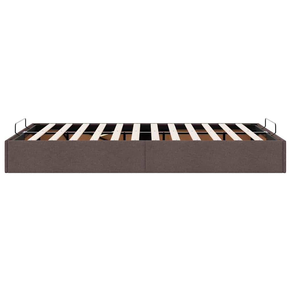 Cadre de lit ottoman sans matelas marron foncé 120x190 cm tissu - XIOS