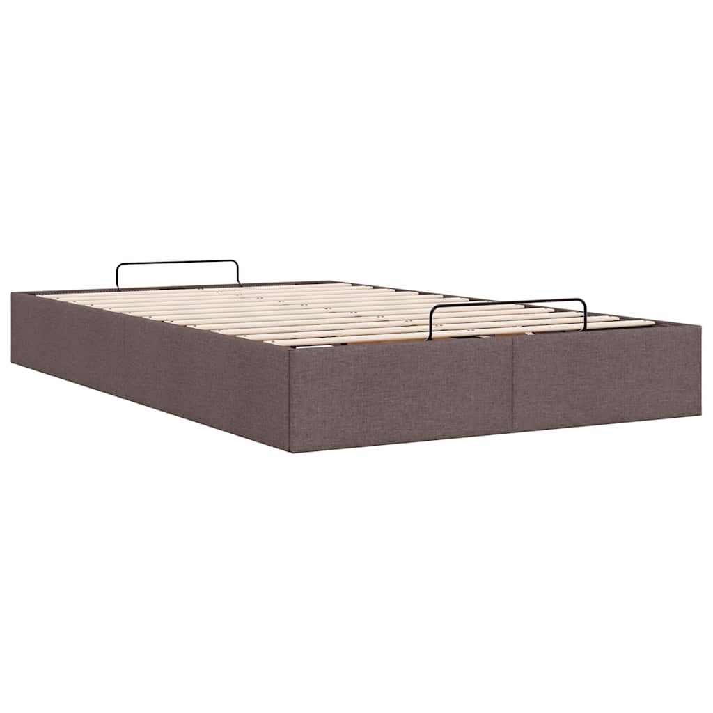 Cadre de lit ottoman sans matelas marron foncé 120x190 cm tissu - XIOS