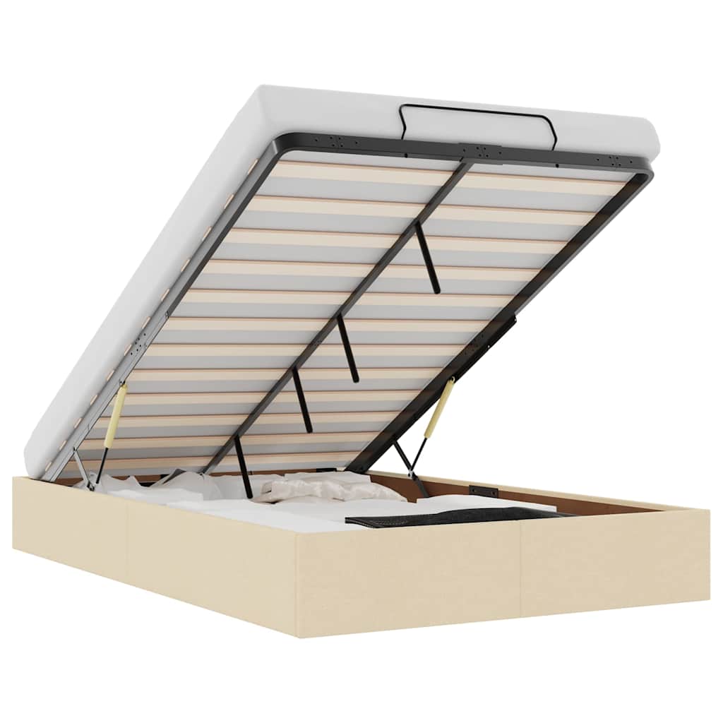 Cadre de lit ottoman sans matelas crème 120x190 cm tissu - XIOS