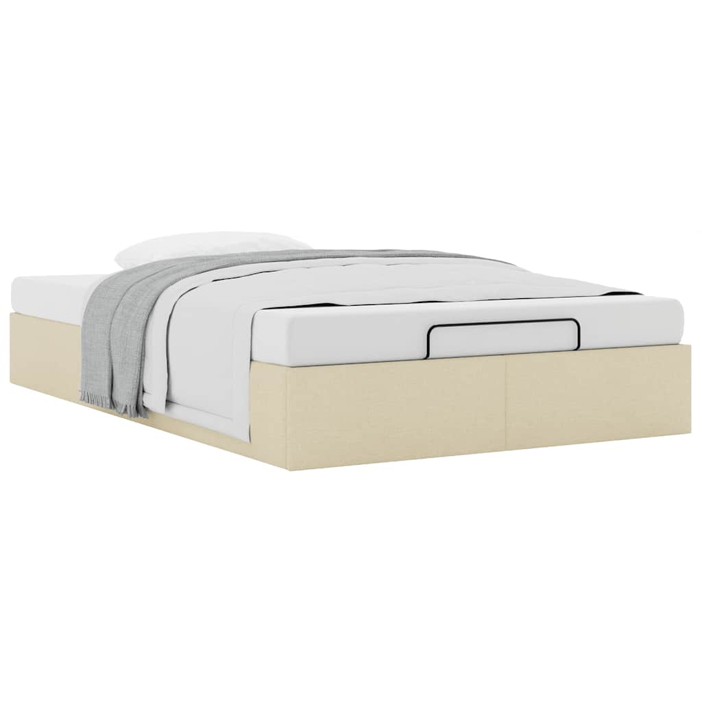 Cadre de lit ottoman sans matelas crème 120x190 cm tissu - XIOS