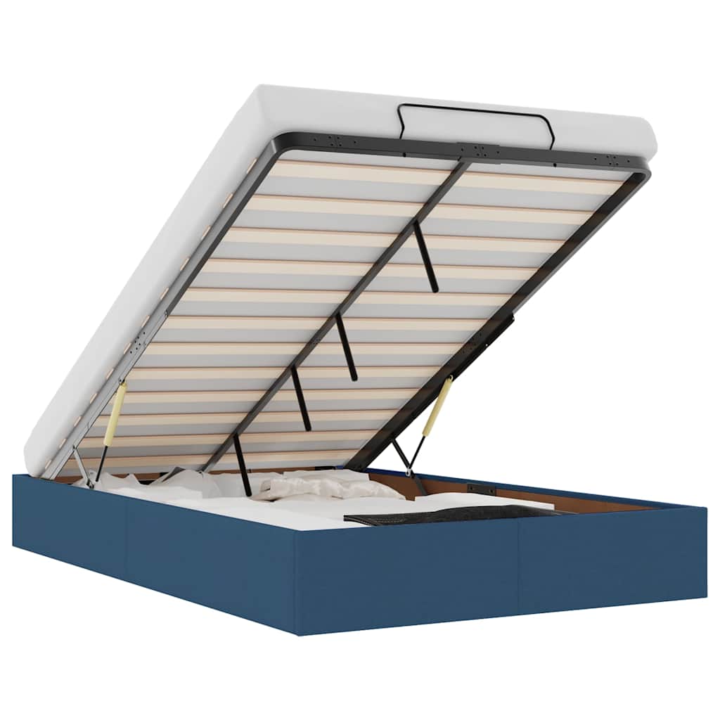 Cadre de lit ottoman sans matelas bleu 120x190 cm tissu - XIOS