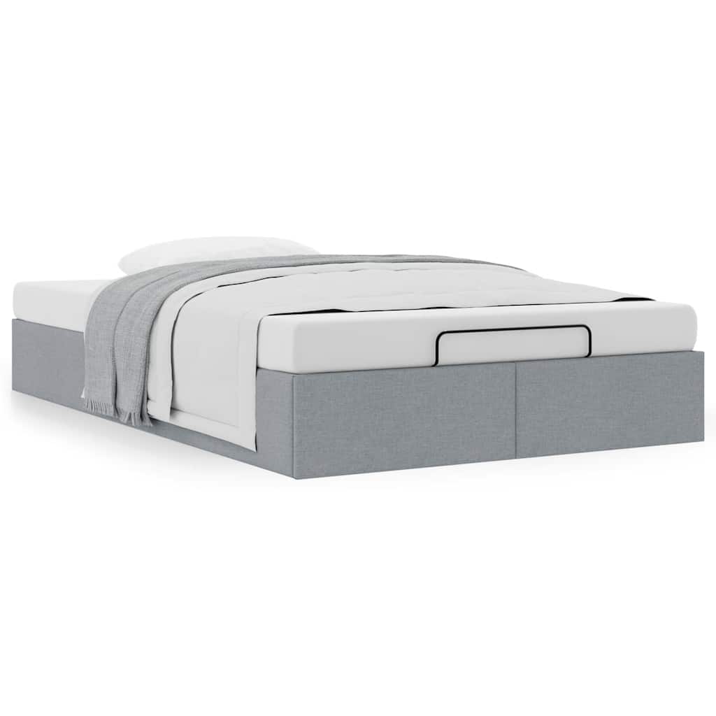 Cadre de lit ottoman sans matelas gris clair 120x200 cm tissu - XIOS