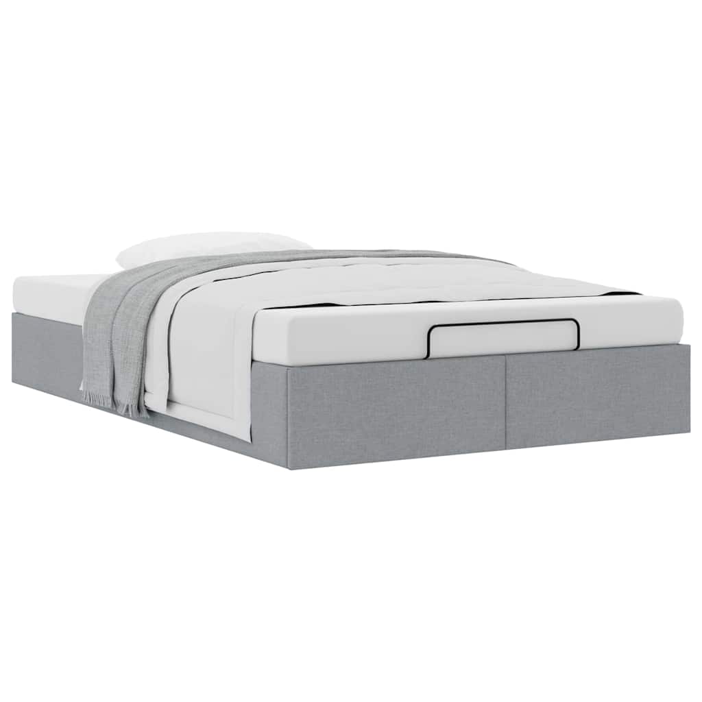 Cadre de lit ottoman sans matelas gris clair 120x200 cm tissu - XIOS