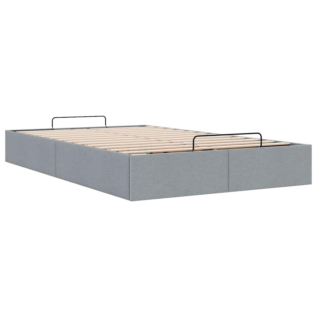 Cadre de lit ottoman sans matelas gris clair 120x200 cm tissu - XIOS