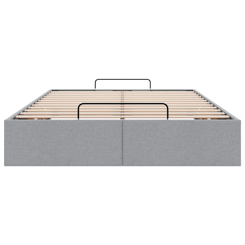Cadre de lit ottoman sans matelas gris clair 120x200 cm tissu - XIOS