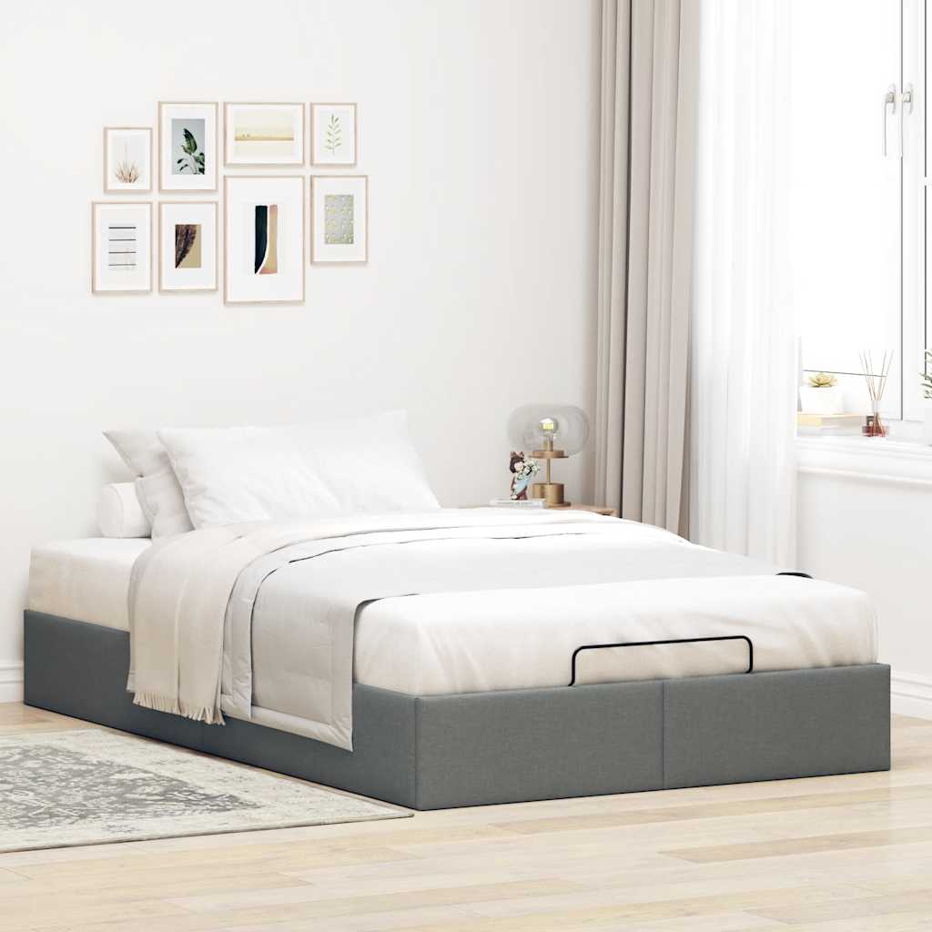 Cadre de lit ottoman sans matelas gris foncé 120x200 cm tissu - XIOS