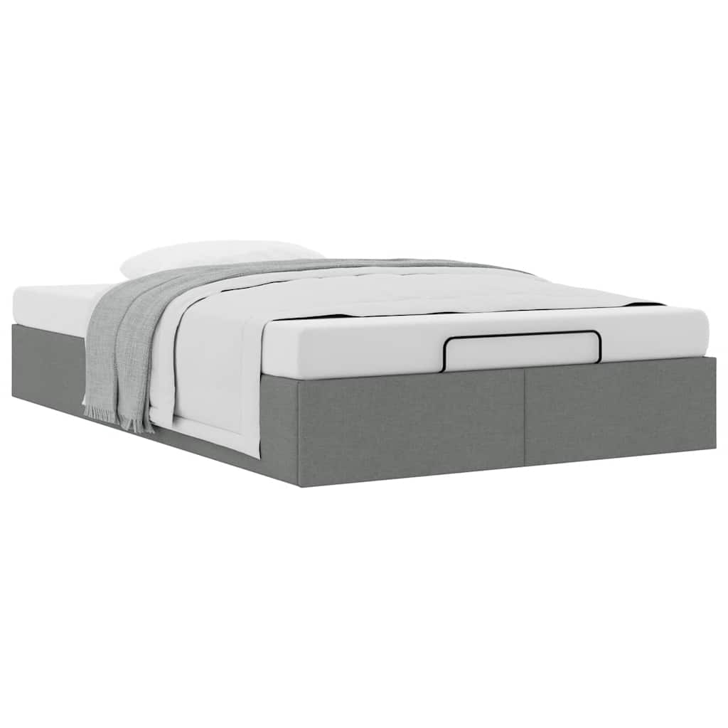 Cadre de lit ottoman sans matelas gris foncé 120x200 cm tissu - XIOS