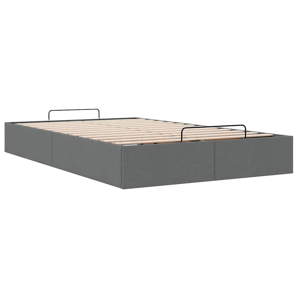 Cadre de lit ottoman sans matelas gris foncé 120x200 cm tissu - XIOS