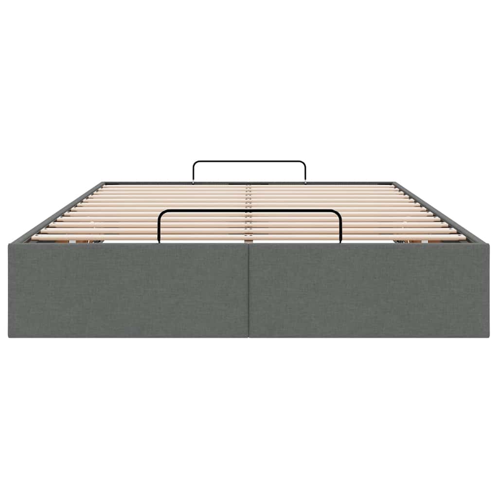 Cadre de lit ottoman sans matelas gris foncé 120x200 cm tissu - XIOS