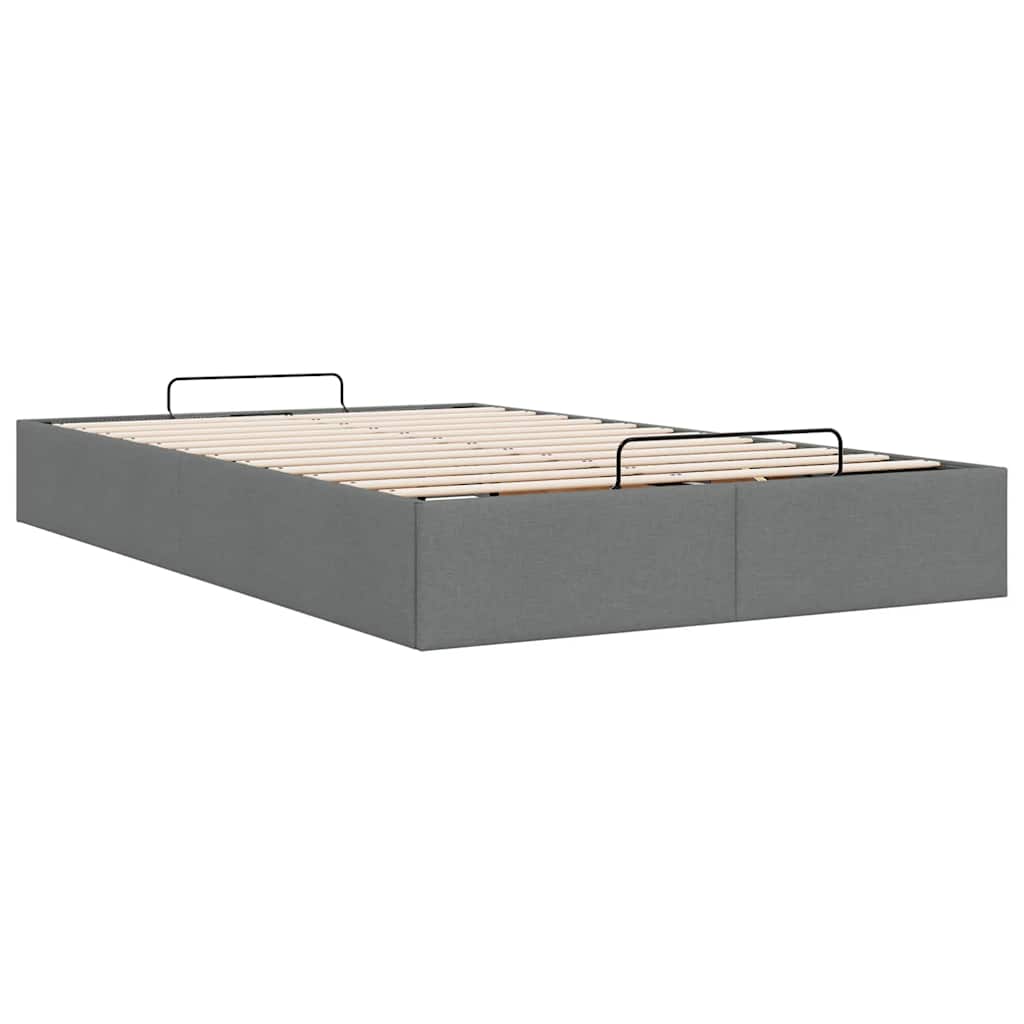 Cadre de lit ottoman sans matelas gris foncé 120x200 cm tissu - XIOS
