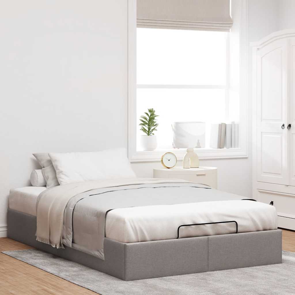 Cadre de lit ottoman sans matelas taupe 120x200 cm tissu - XIOS
